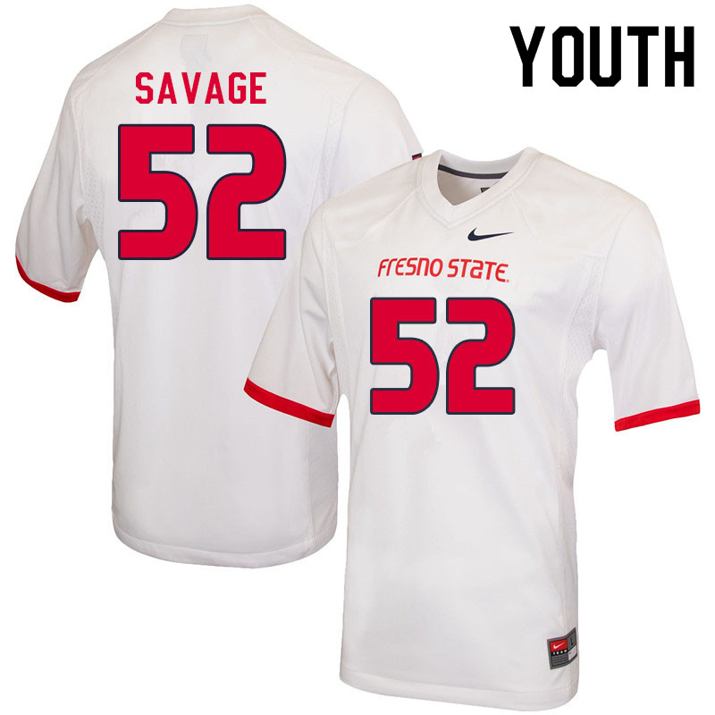 Youth #52 Amil Savage Fresno State Bulldogs College Football Jerseys Sale-White